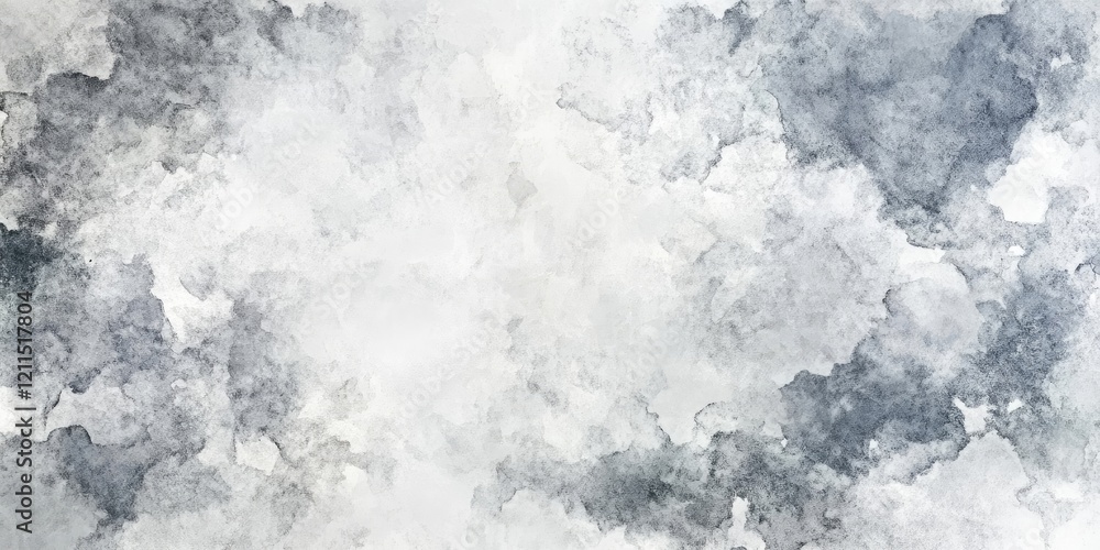 Poster soft gray and white watercolor texture with blended clouds effect centered on a clean paper backgrou