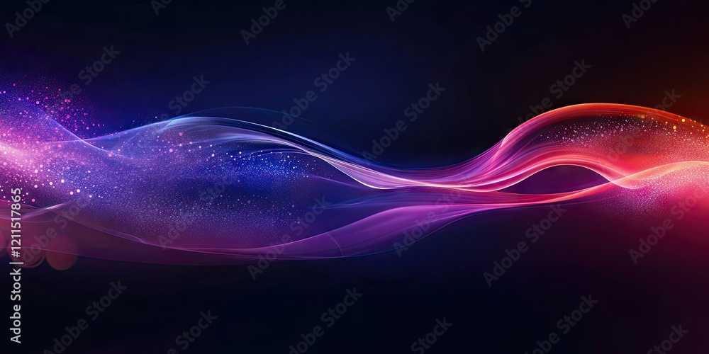 Poster colorful abstract light waves in purple pink and orange on a dark backdrop with soft gradients creat
