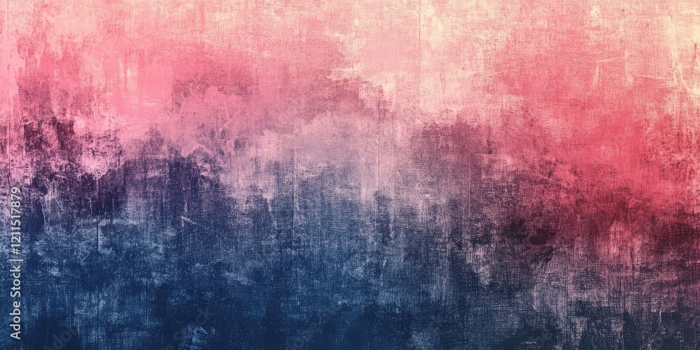 Poster panoramic abstract texture featuring a rich gradient of soft pinks and deep blues with a grunge effe