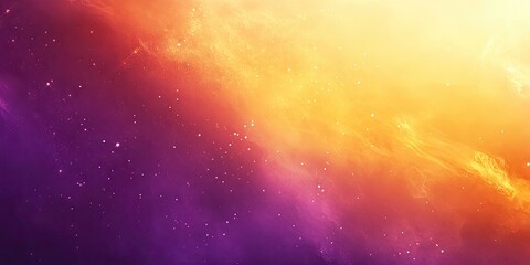Galactic background featuring a vibrant gradient of yellow and purple with shimmering gold and violet accents, speckled with distant stars