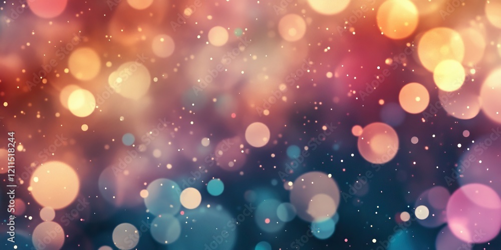 Poster bokeh background with warm golds and cool blues creating a soft dreamy effect with circular light sp