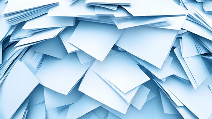 Obraz premium Blue paper documents pile, office paperwork background, data overload concept, business information storage