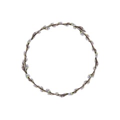 A minimalistic watercolor wreath made of intertwined willow branches, forming a simple and elegant circular frame. Ideal for nature-themed designs, invitations, and decorative projects. © Alona