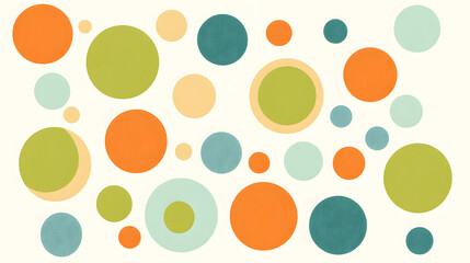 A minimalist flag showcasing circular patterns in pastel tones of peach, lime green, and sky blue, blending harmoniously on a clear background 