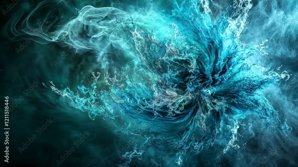 Poster a swirling mass of bluegreen light abstract artwork digital art ethereal environment close-up view c