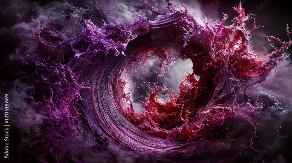 Aufkleber Vortex of purplered hues abstract art digital composition artistic environment dynamic viewpoint colorful concept