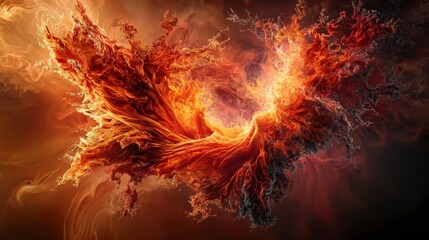 Swirling mass of orangered hues spins through the cosmos abstract art digital creation vibrant environment artistic viewpoint