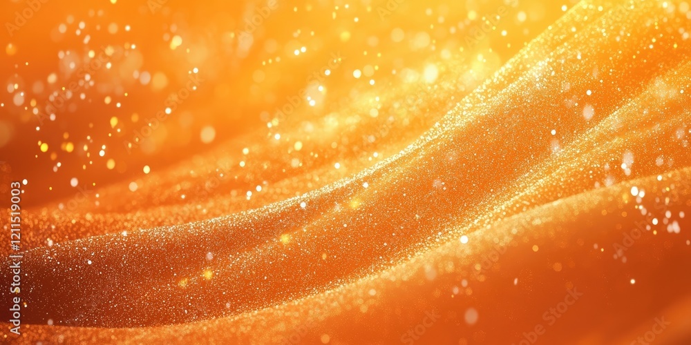 Poster elegant orange abstract background with soft flowing curves, shimmering sparkles, and subtle shadows