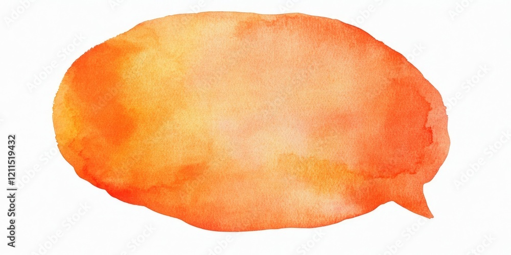Poster orange watercolor speech bubble isolated on white background featuring an oval shape with soft gradi