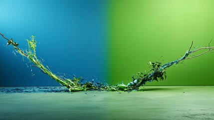Dynamic nature vivid cyan & green splashes in abstract art - a creative viewpoint on colorful environments