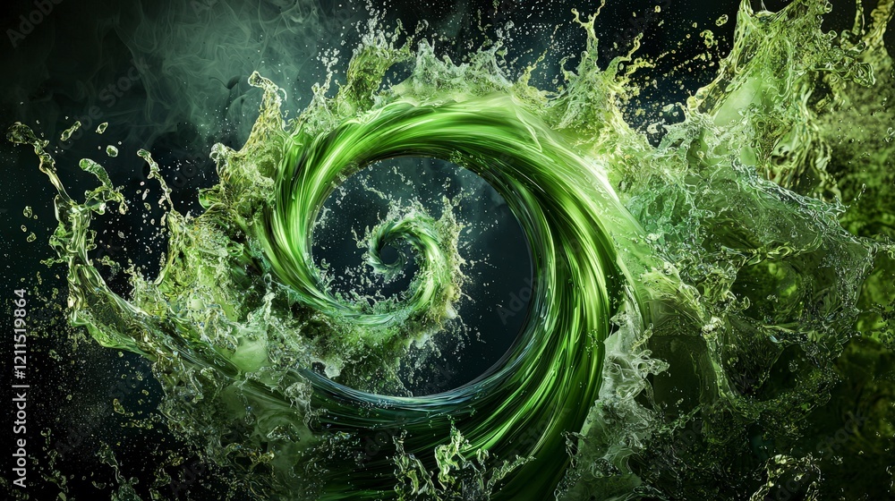 Aufkleber emerald green whirlpool motion in nature digital art abstract environment dynamic viewpoint fluid co