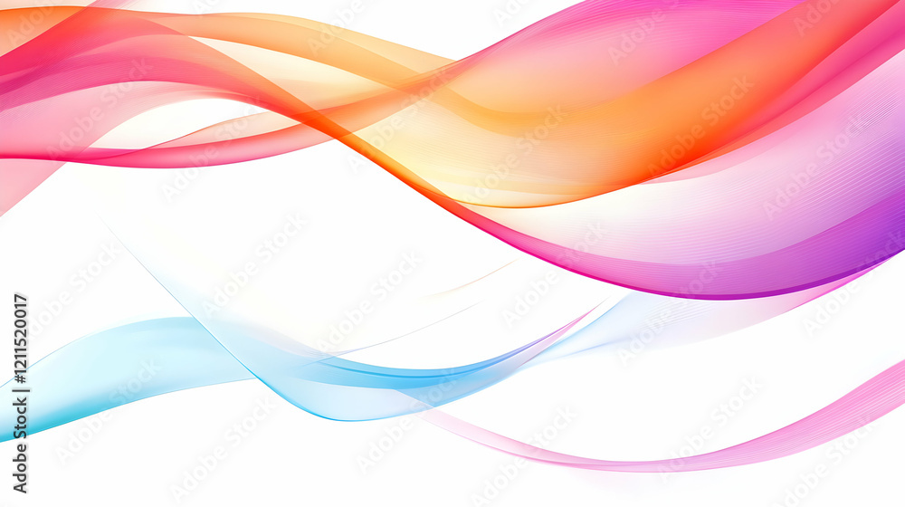 Aufkleber colorful abstract waves flowing on white background; design element for website or presentation