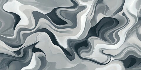 Fototapeta premium Abstract chaotic pattern featuring swirls of various gray shades on a smooth background with light and dark contrasts for a stylish wallpaper design.