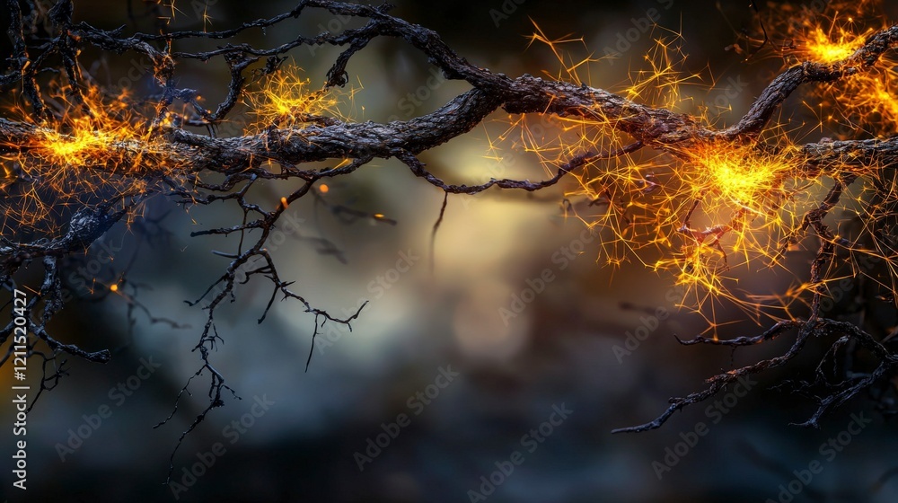 Poster amber sparks ignite layers of consciousness nature abstract art surreal environment close-up view co