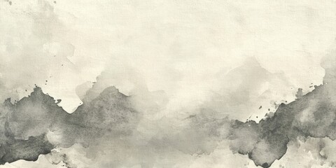 Soft grey watercolor wash blending into lighter shades on a textured beige paper background with fluid organic shapes and subtle depth.