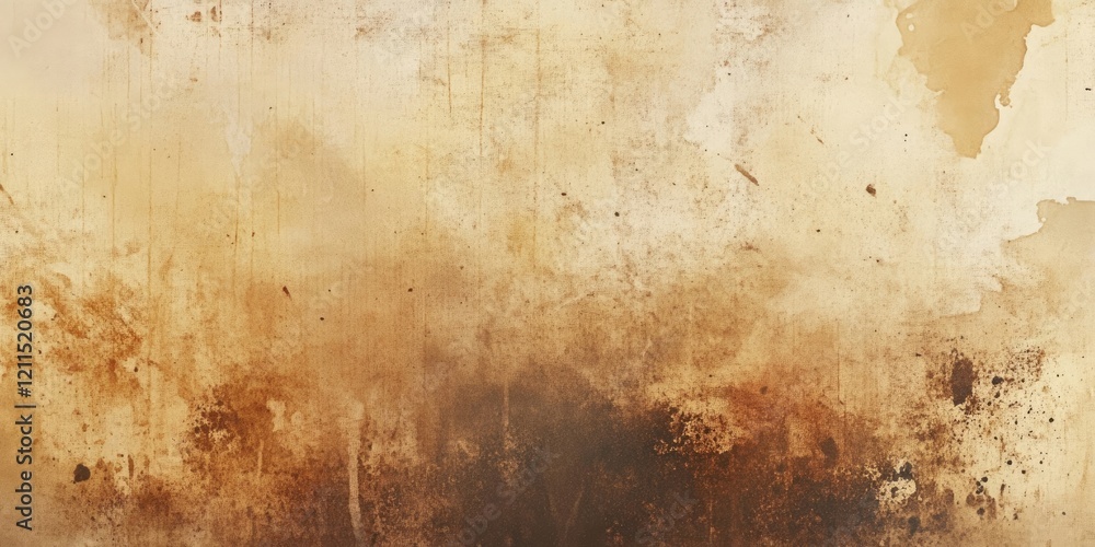 Poster faded abstract stain background with warm brown hues and textured patterns blending from light to da