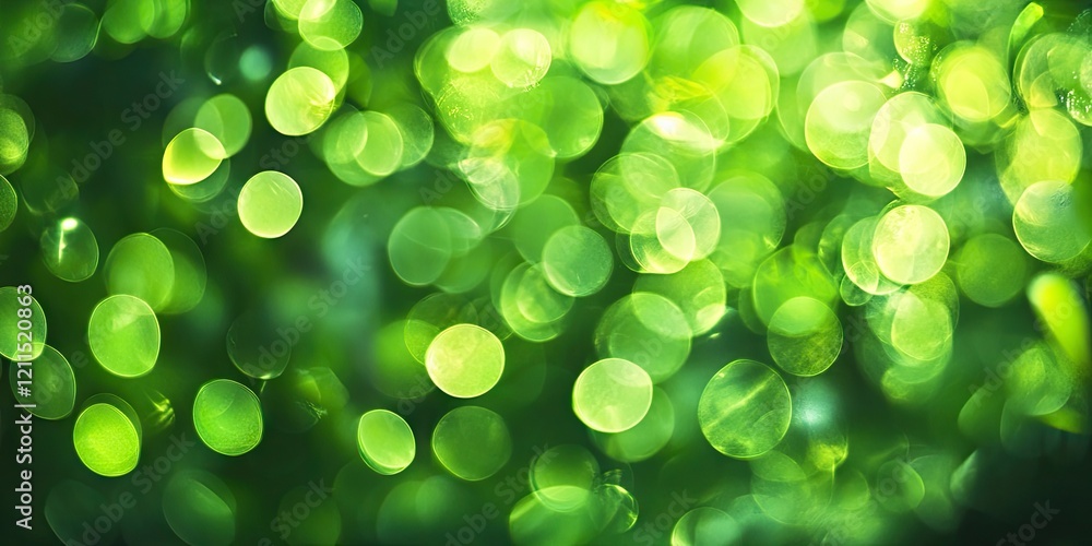 Aufkleber vibrant circular green bokeh effects create a lush abstract background with soft light throughout, h