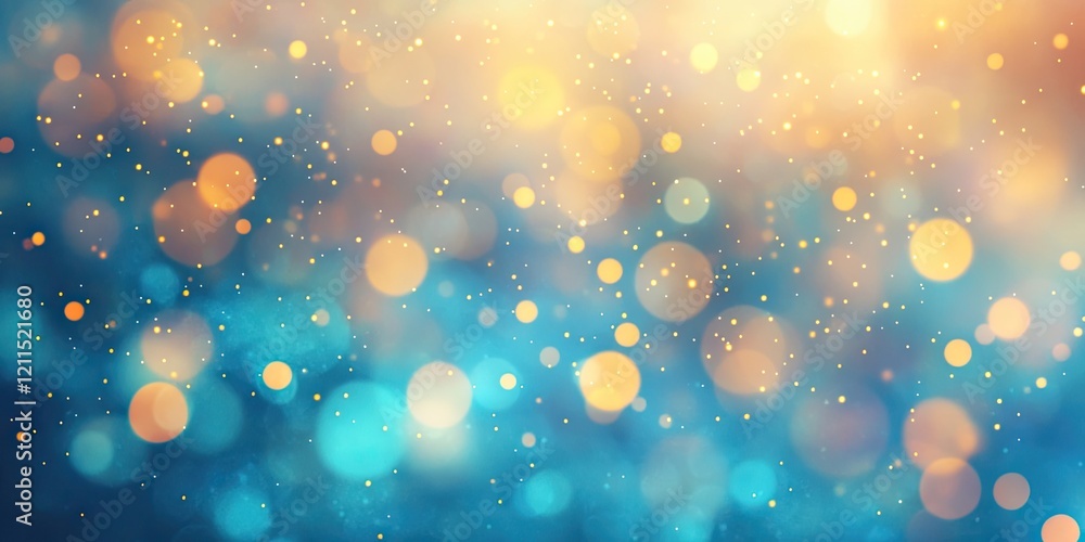 Aufkleber bokeh abstract background blending rich blue and warm golden circles with soft blurred elements, cre