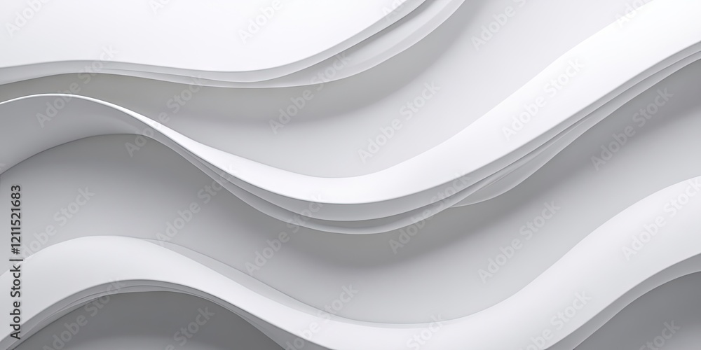 Aufkleber curvilinear white shapes on a soft gray backdrop create an elegant abstract design perfect for moder