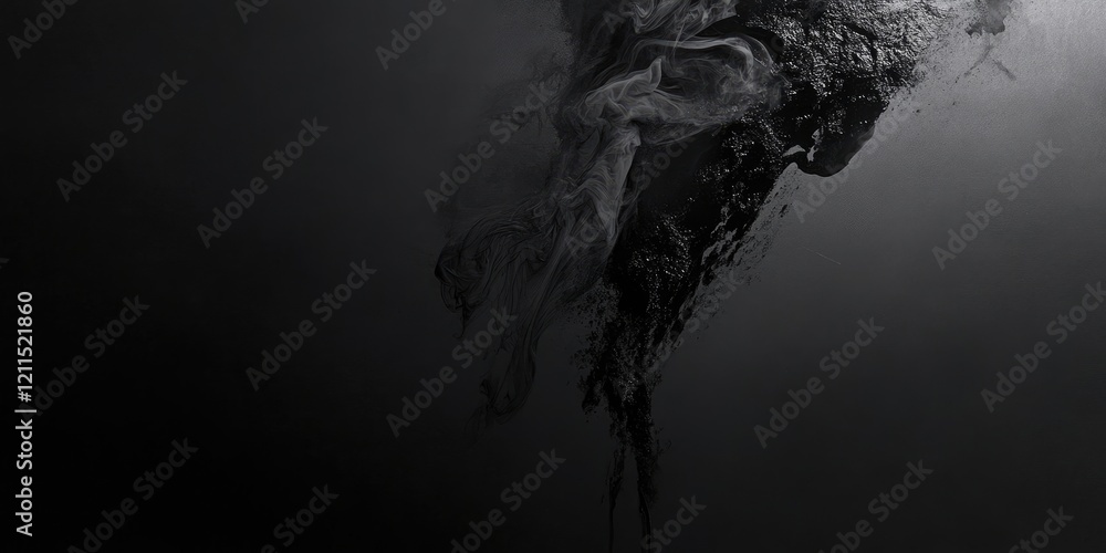 Poster abstract swirling black and gray smoke on a dark background creating a sense of depth and movement w