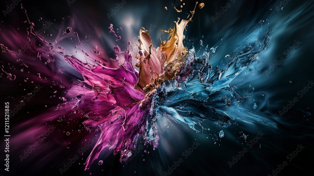 Poster dynamic color explosion artwork vibrant studio digital art abstract environment creative perspective