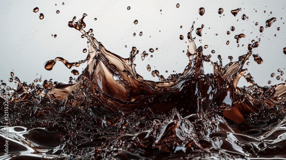Fototapete dynamic splash of rich deep brown liquid abstract art modern canvas studio setting close-up view flu