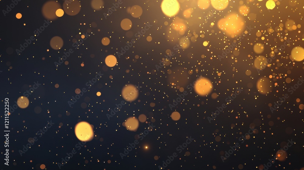 Poster bokeh particle soft, golden bokeh particles against a dark background, creating a warm, romantic atm
