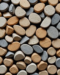 Varied smooth stones in earthy tones forming a textured and natural background arrangement
