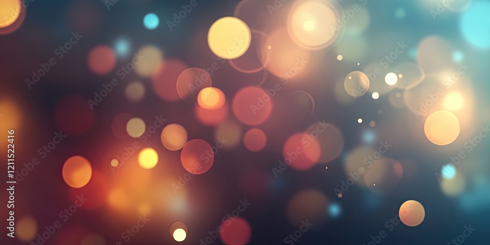 Poster colorful bokeh lights background featuring warm orange yellow and soft blue circles on a dark backdr