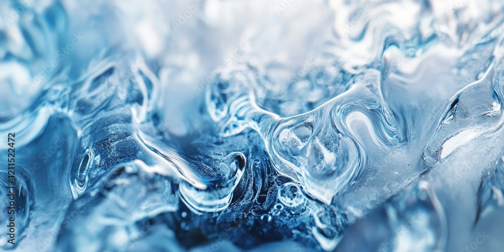 Poster intricate blue ice texture featuring swirling patterns with a glossy finish highlighted in shades of