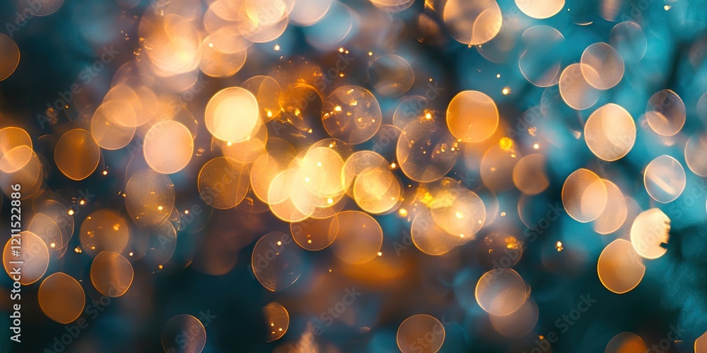 Aufkleber bokeh background with soft orange and blue circular lights creating an abstract texture, vibrant ill