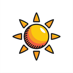 Bright Sun Icon vector Illustration for Summer and Fun Themes