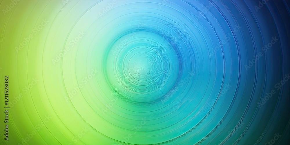 Poster circular design with blue to green gradient background featuring concentric circles centered, lighte