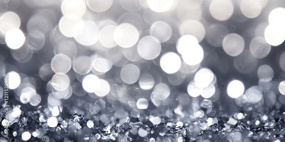 Poster silver bokeh background with shimmering lights in soft focus creating a festive atmosphere of joy an