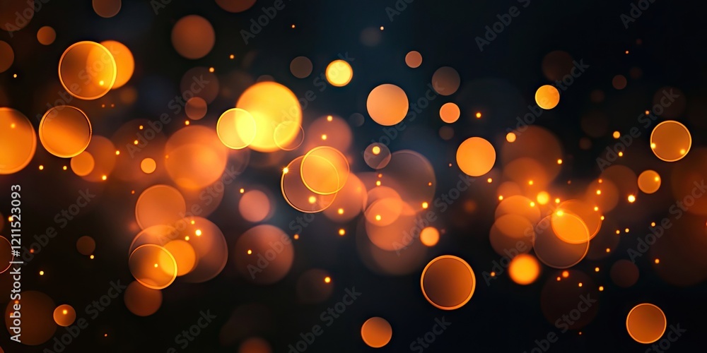 Aufkleber orange bokeh lights of varying sizes create a festive, abstract pattern against a dark background, e