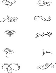 collection of decorative swirls, dividers. Vector calligraphic objects for wedding invitations, greeting cards, and certificate designs. set of classic lines and borders. A set of vector illustrations