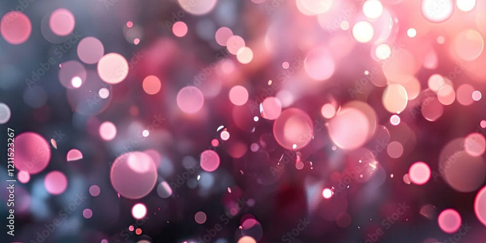 Poster bokeh effect featuring blurred pink and gray circles with soft light, creating a dreamy background i
