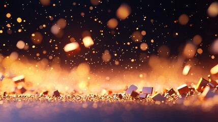 Fototapeta premium Exploding or Shattering Particle Glass shattering into tiny particles against a dark background, representing destruction, change, or a dramatic moment.