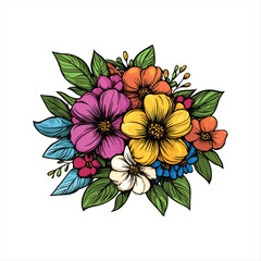 Colorful Floral Bouquet vector illustration for Art and Craft Projects