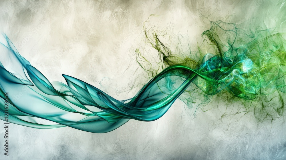 Aufkleber Emerald green waves dancing in ethereal motion abstract art digital medium calm atmosphere dynamic viewpoint