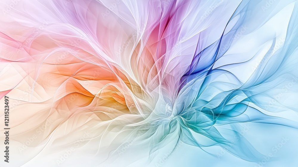 Poster soft pale colors gradually expanding across fluid abstract background digital art calm environment a