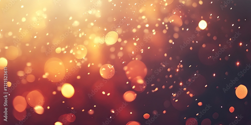 Poster abstract festive background with warm golden and orange bokeh lights on a dark backdrop creating cel