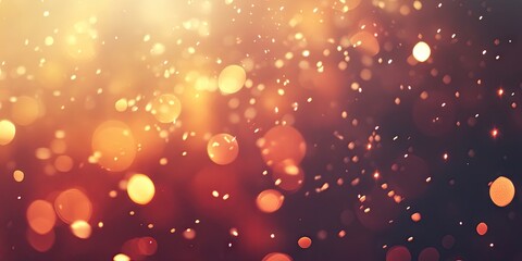 Abstract festive background with warm golden and orange bokeh lights on a dark backdrop creating celebrations ambiance and ample copy space.