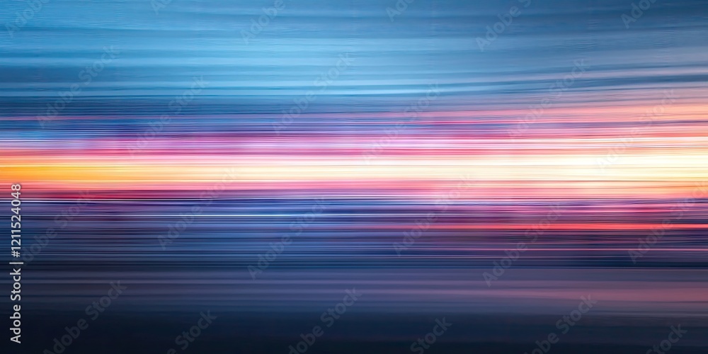 Poster blurred light abstract backdrop with horizontal gradient stripes in blue, orange, and pink hues crea