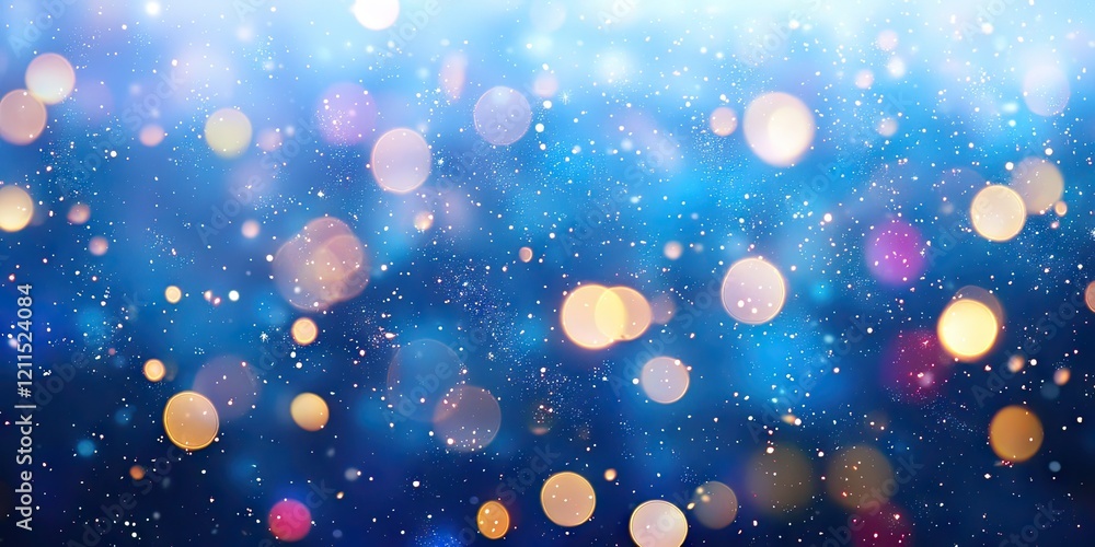 Poster blue festive bokeh backdrop featuring vibrant circles in various sizes with a gradient effect from d