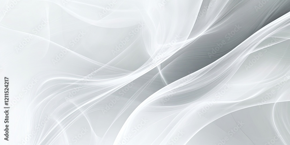 Poster soft flowing waves in light gray and white shades create a smooth abstract background with gentle gr