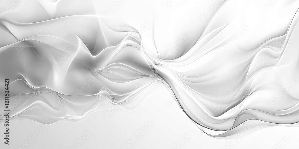 Poster elegant abstract white smoke waves on a soft gray background flowing from left to right creating a s