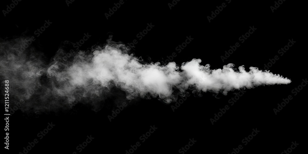 Poster white smoky fog on a black background creating a dramatic effect with a swirling shape positioned di