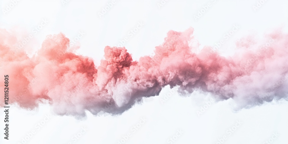Aufkleber soft pink and gray powder cloud billowing across a bright white backdrop creating an ethereal and dy