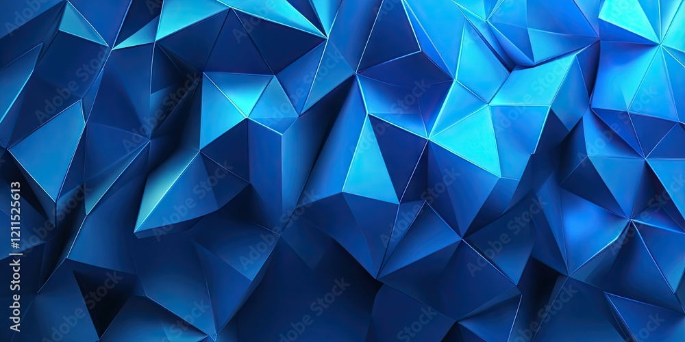 Aufkleber abstract blue background with geometric triangular shapes in varying shades of blue layered in a 3d 